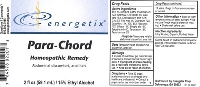 Eneretix Para Chord 2 Oz. Bottle Label
